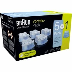 Nouveau 🧨 Braun Cartouches De Recharge Clean & Renew CCR, Nettoyant Pour Rasoir Pack De 5 + 1, Détergent 🧨