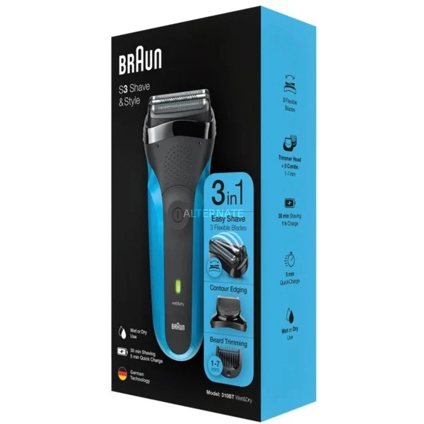 Offres ⌛ Braun Series 3 310BT Rasoir à Grille Tondeuse Noir, Bleu 🥰 5 Offres ⌛ Braun Series 3 310BT Rasoir à Grille Tondeuse Noir, Bleu 🥰 – Image 3
