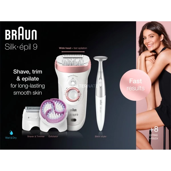 Vente flash ✔️ Braun Silk-épil 9 9/980 SensoSmart 40 Pince(s) Or Rose, Blanc, Appareil à épiler ⌛ – Image 2